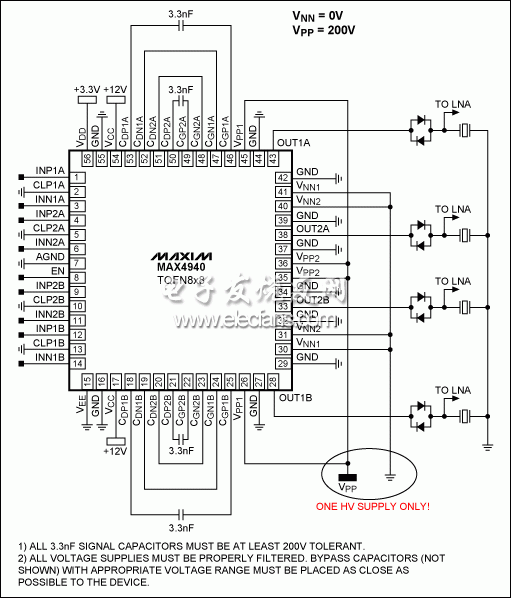 圖6。 MAX4940在一個單極的積極應用。