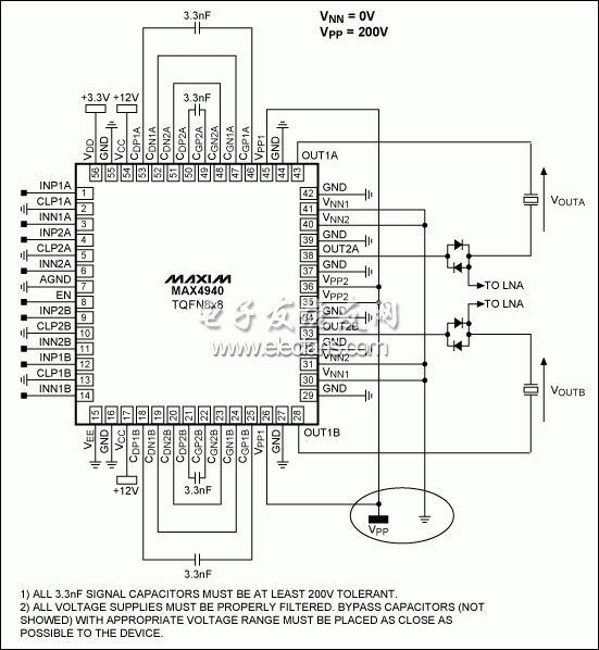 圖12。 一個典型的橋接負載（BTL）配置使用MAX4940。