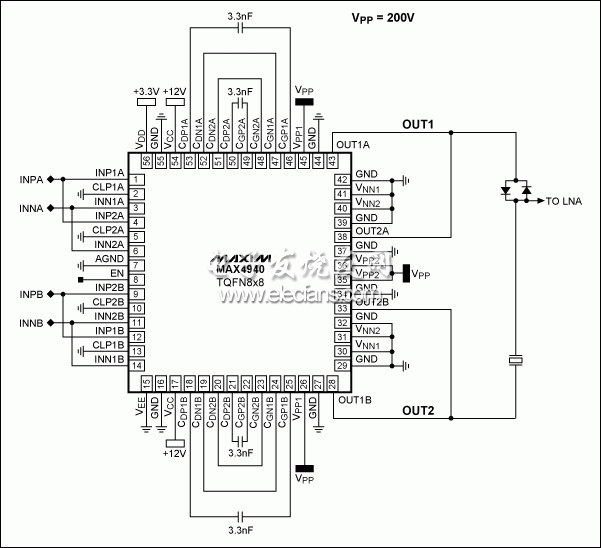 圖15。 應用圖的BTL應用程序中的MAX4940駕駛4A。